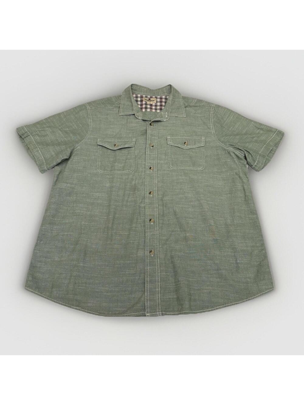 Men’s Woolrich Heathered Green Short Sleeve Button Up Shirt Size XL